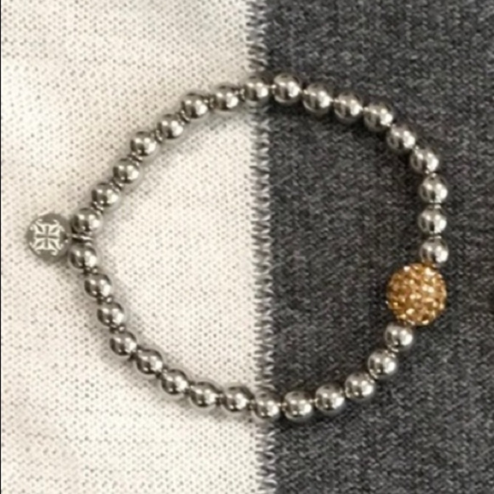 ☀️🔥RC - Silver Orange Beaded Stretch Bracelet - OS